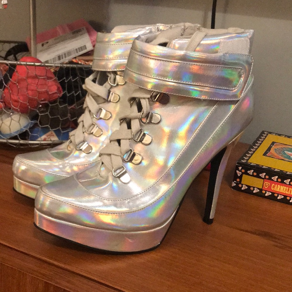 Sparkl fairy Disco holographic platform heels!!